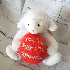 Boyds Mini Message Lamb You're Egg-stra Special Plush 4-Inch Year 2004 White Red